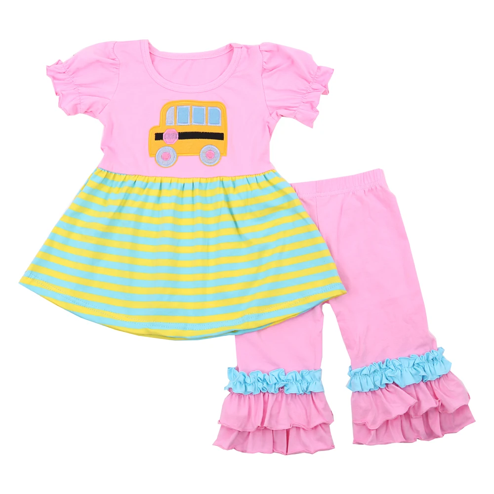 Retour A L Ecole D Ete Fille Tenue De Haute Qualite A Volants Pantalon Tenue Coton Doux Enfants Vetements Bebe Vetements Bas Quantite Minimale De Commande Buy Tenue De Fille D Ete Tenue De Pantalon