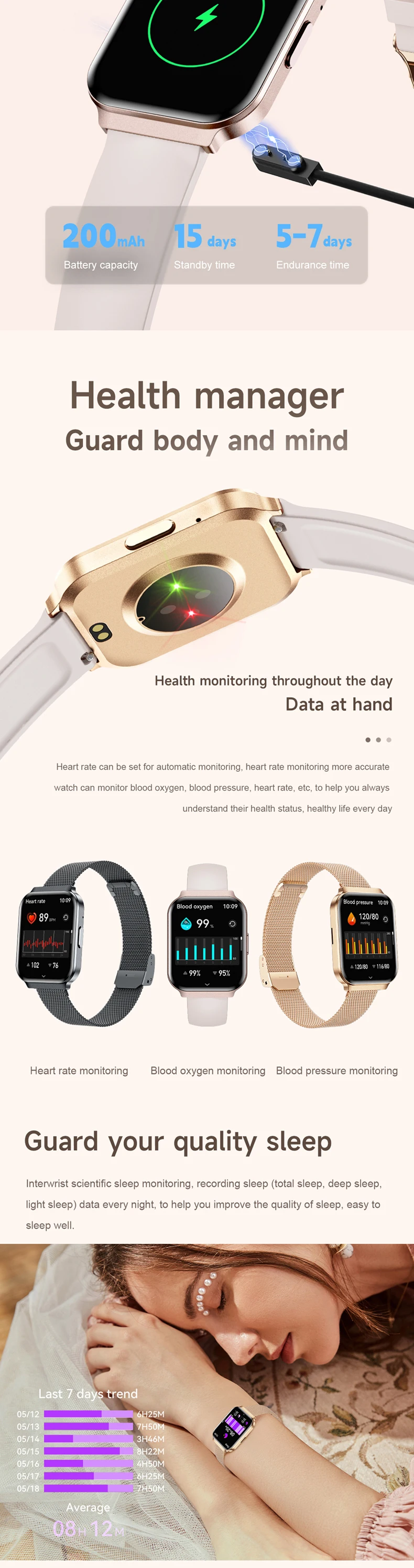 product karen m new women smart watch km86 thin aluminum alloy case silicone strap ip67 waterproof bt call smartwatch 2025-3