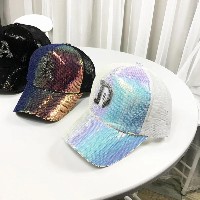 ladies sequin baseball caps