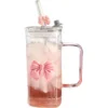Poignée rose + nœud + tube transparent + couvercle