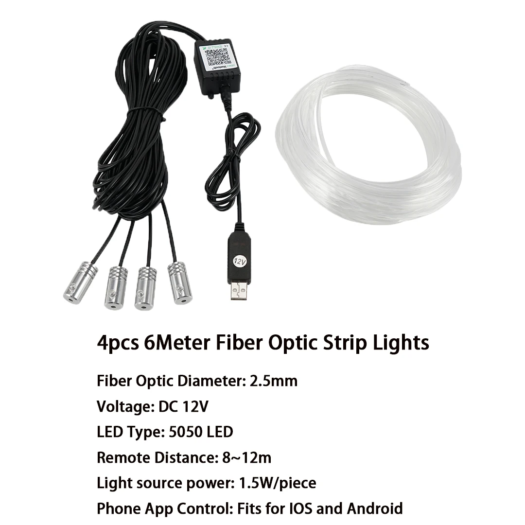 Luci Ambientali Auto APP E Telecomando - Fibra Ottica RGB, 64 Colori, 6 Metri - Foto 10