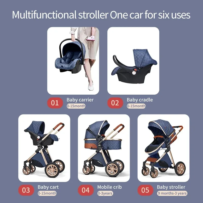 Baby Car Seat And Strollers Baby Pushchairs Carriage Poussette 3 En 1 Foldable Baby Stroller