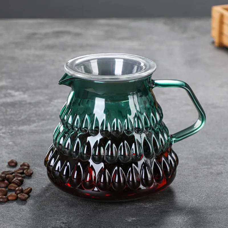 Высокотемпературный цветной кофейник из боросиликатного стекла с фильтром, экологически чистый прозрачный ручной чайник
