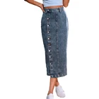 Skirt Long Women Skirts Wholesale Custom Casual Ladies Jean Skirt Longline Split Female Skirt Denim Long Women Skirts