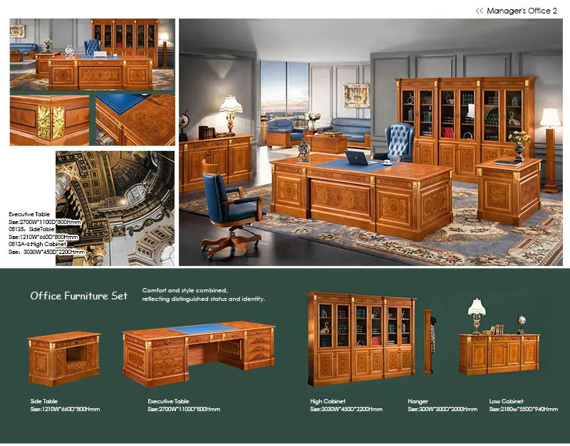 Arabian-style Luxurious Exclusive Solid Wood Classic Manager Executive Desk Workstations Boss Royal Office Furniture