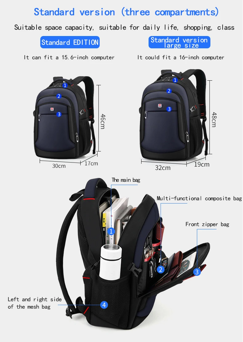 Men's Backpack New Backpack Computer Travel Fashion Trend Middle And ...