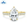 14K Yellow gold+7x11mm mosan