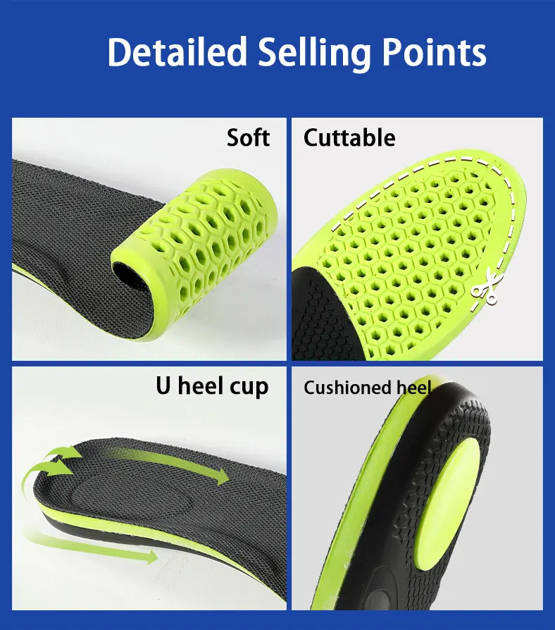 High Elastic Shock Absorbing PU Sports Insoles