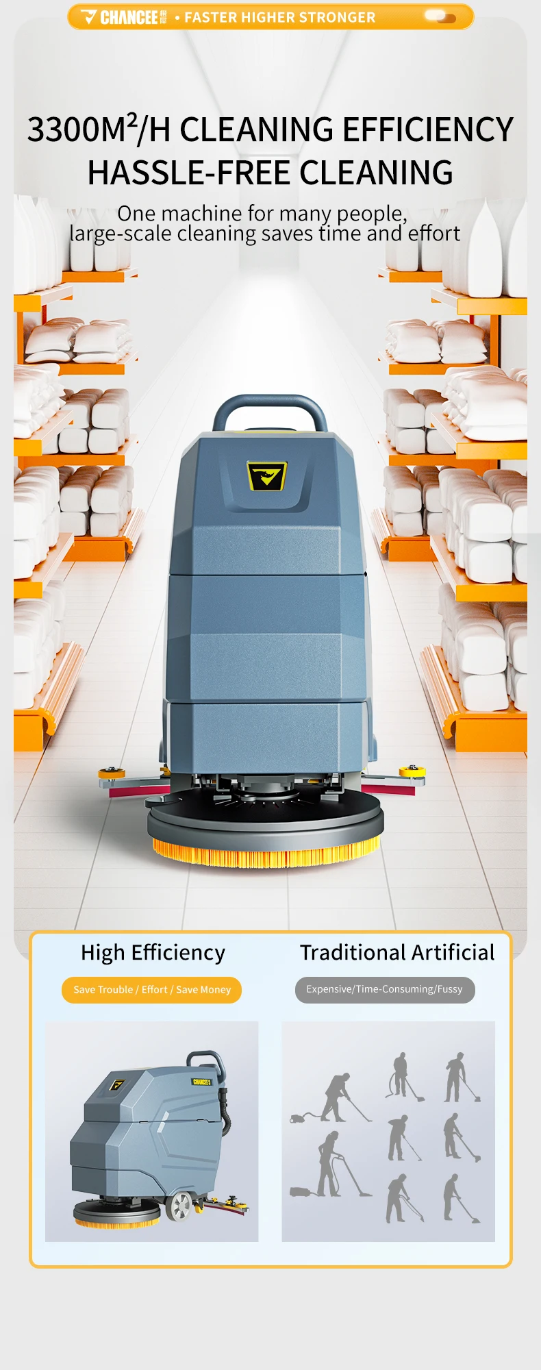 Floor Scrubber - Efficient Battery Cleaning Machine