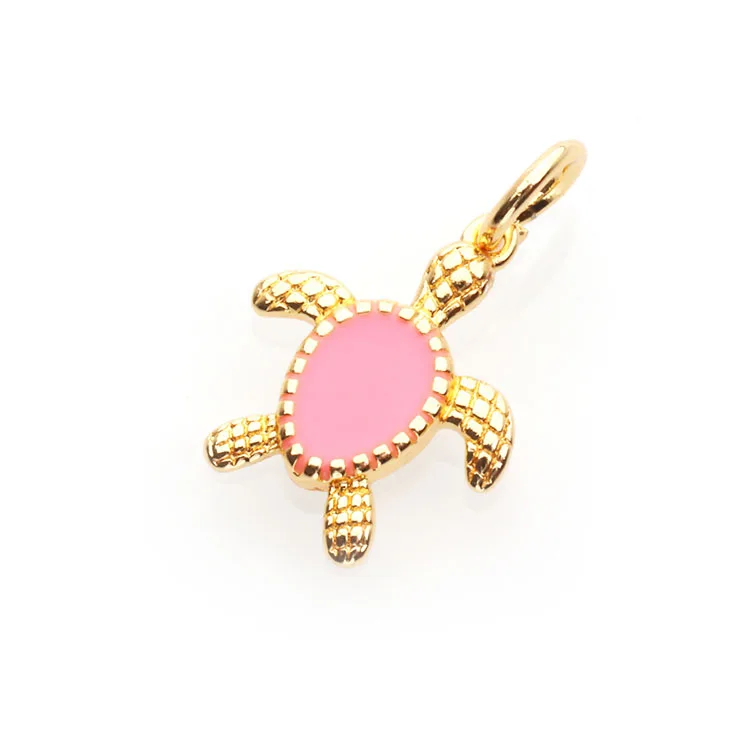 JS1725 Popular Rainbow Multi Colored Enamel Sea Turtle Pendants Sea Animal Pendant