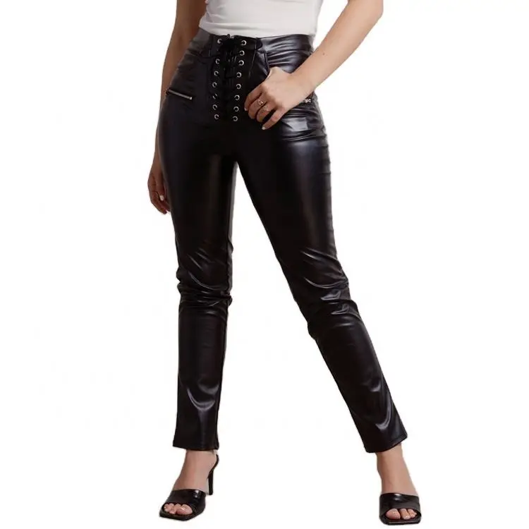 Black Faux Leather Lace Pant - sosorella
