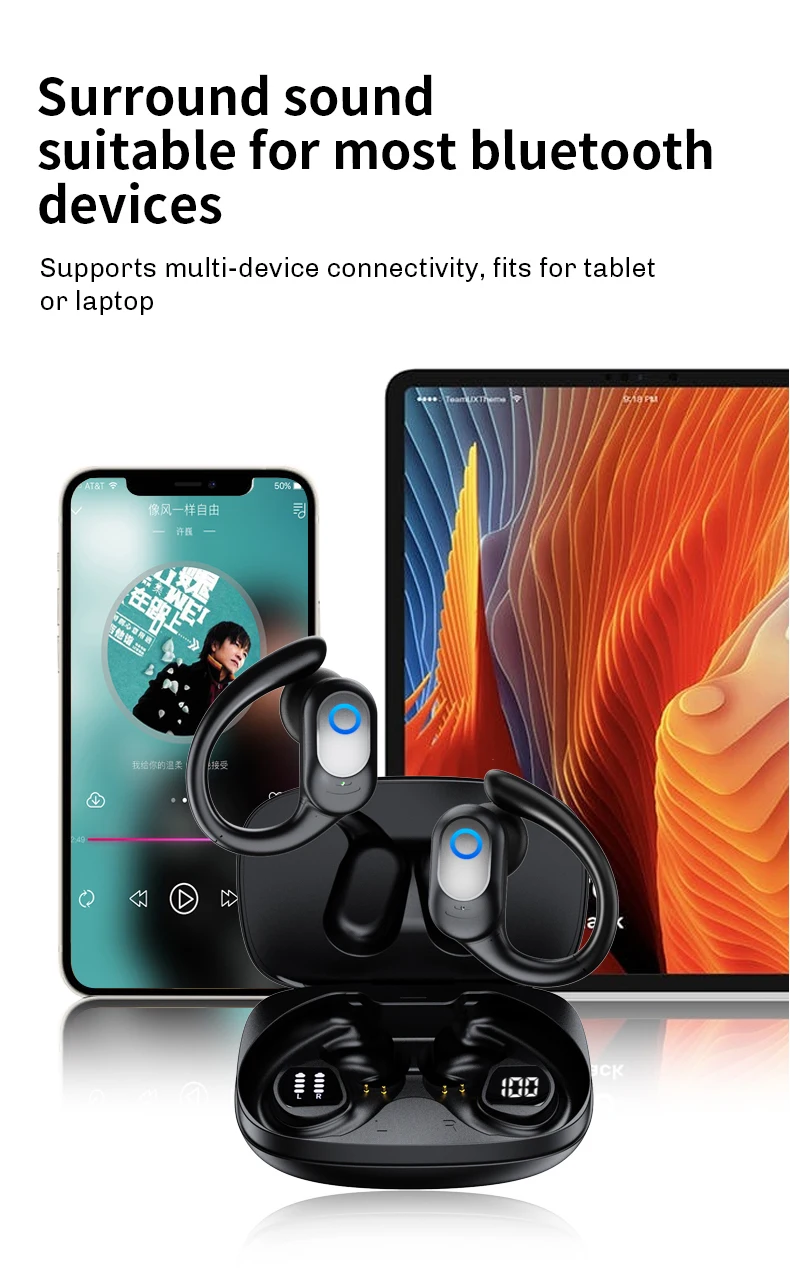 TWS Wireless Bluetooth Earphones Stereo HIFI Waterproof Long Battery  Life Handsfree Earbuds With MIC