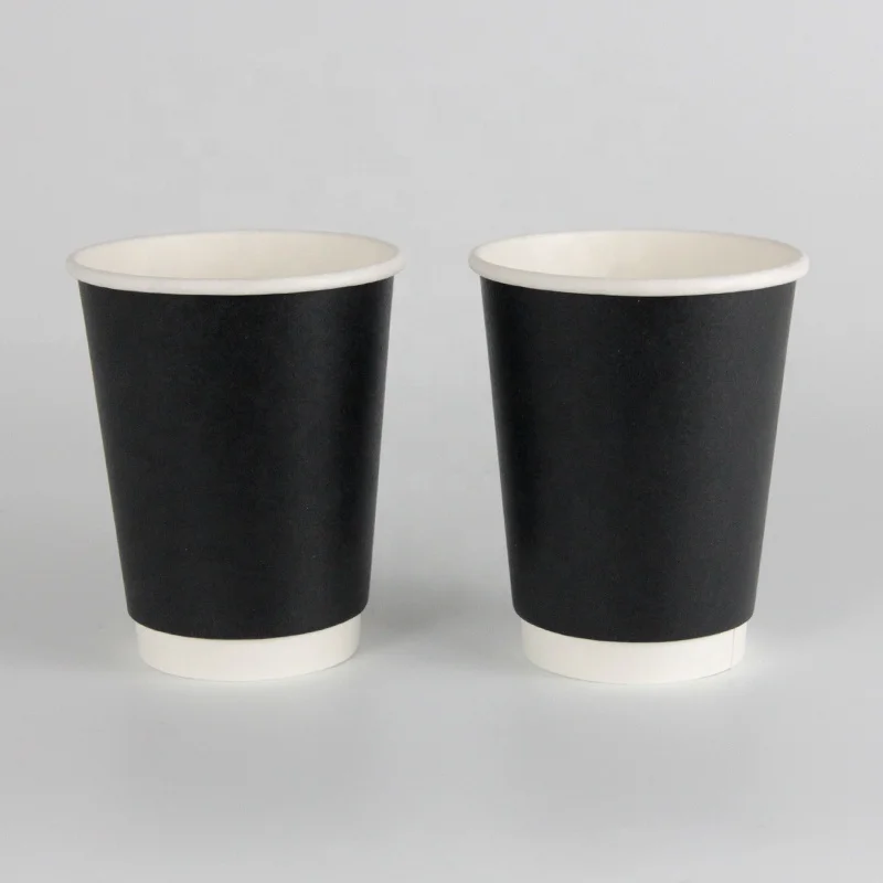 Low MOQ Customization Double Wall Paper Coffee Cups with Lid,Factory Direct Sell black cups for tea and coffee