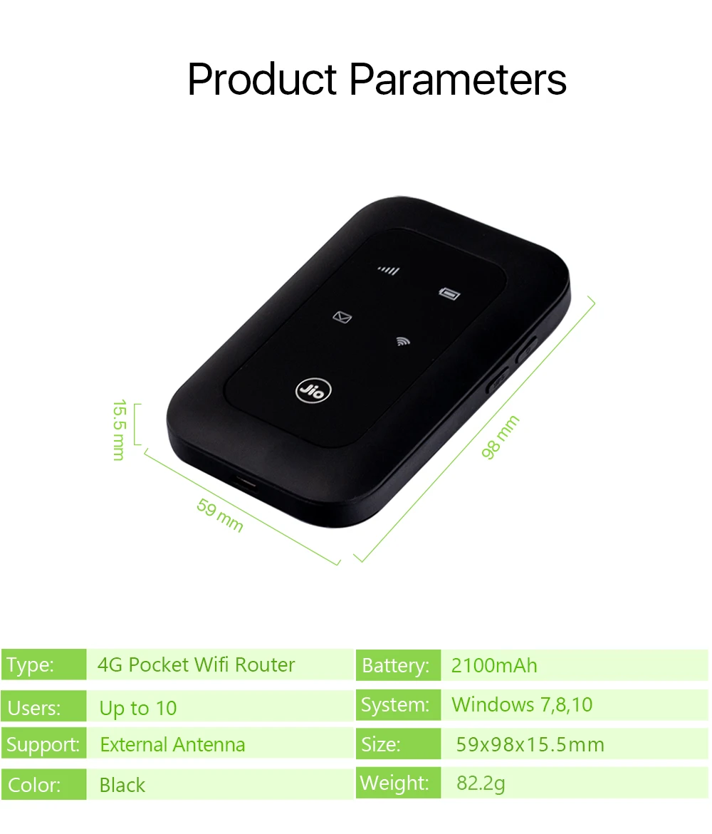 Routeur 4G LTE portable ALLINGE XYY179 JIO JMR591, modem sans fil 2100 mAh, avec carte SIM