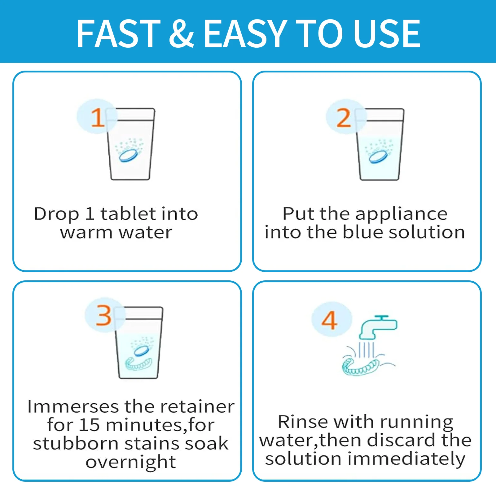 Retainer Cleaner Tablets,Denture Cleaning Tablets,Remove Stain,Odor For ...