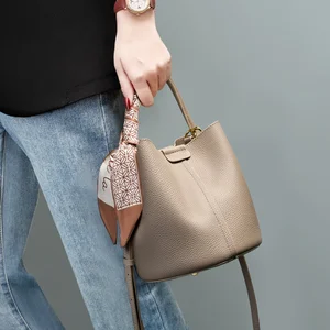 2026 A-216 Women's High-End Genuine Cowhide Leather Crossbody Bucket Bag New Top Layer Fashionable for Summer
