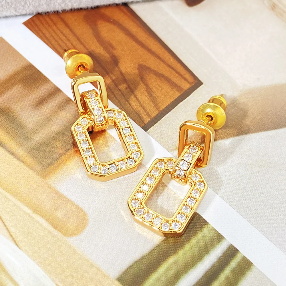 Fashion Wholesale Price 18k Gold Plated 925 Silver Fine Jewelry Cubic  Zircon Stud Earrings Stunning Bridal Wedding Mexican Party