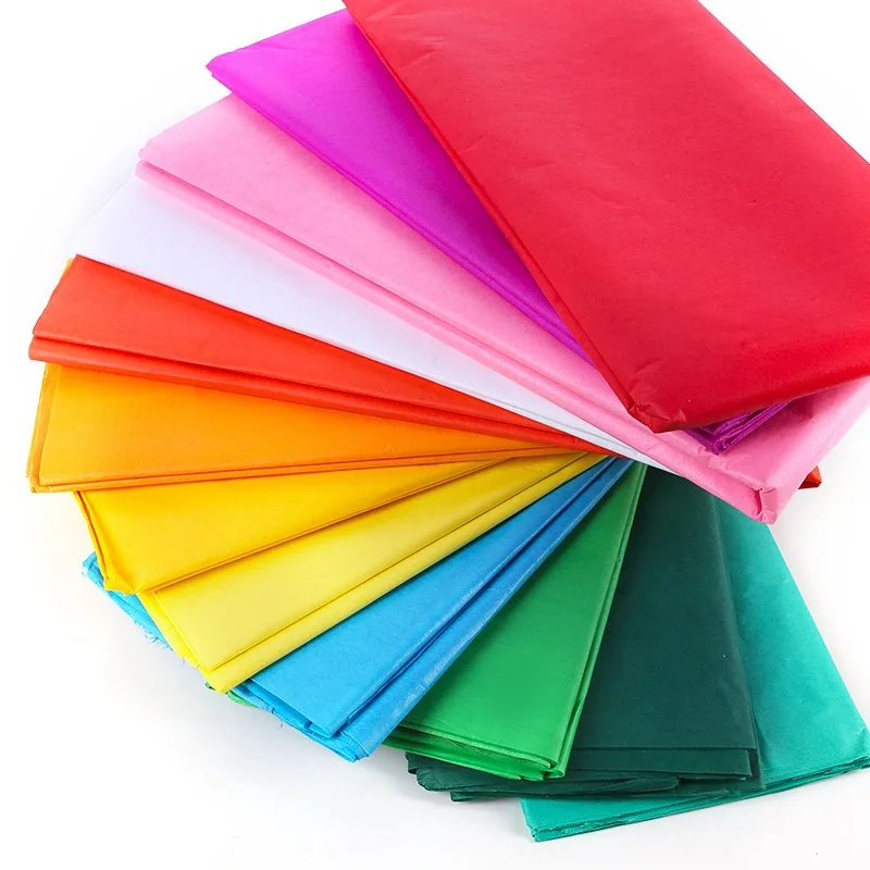 Wholesale 14/17 GSM Colorful Moisture Proof Gift Wrapping Tissue Paper Uncoated Screen Printing Compatible Hot Selling by Color