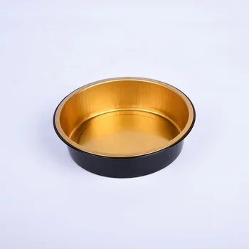 Laixin Disposable Aluminium Foil Take Out Food Containers Black Round Food Packing Fruit Container