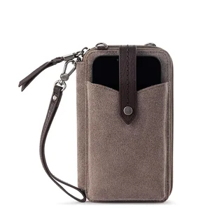 Custom Logo Mini Messenger Bag Stylish Suede Smartphone Crossbody with Adjustable Strap Durable and Soft Zipper Closure