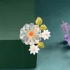 White Crystal Daisy Brooch