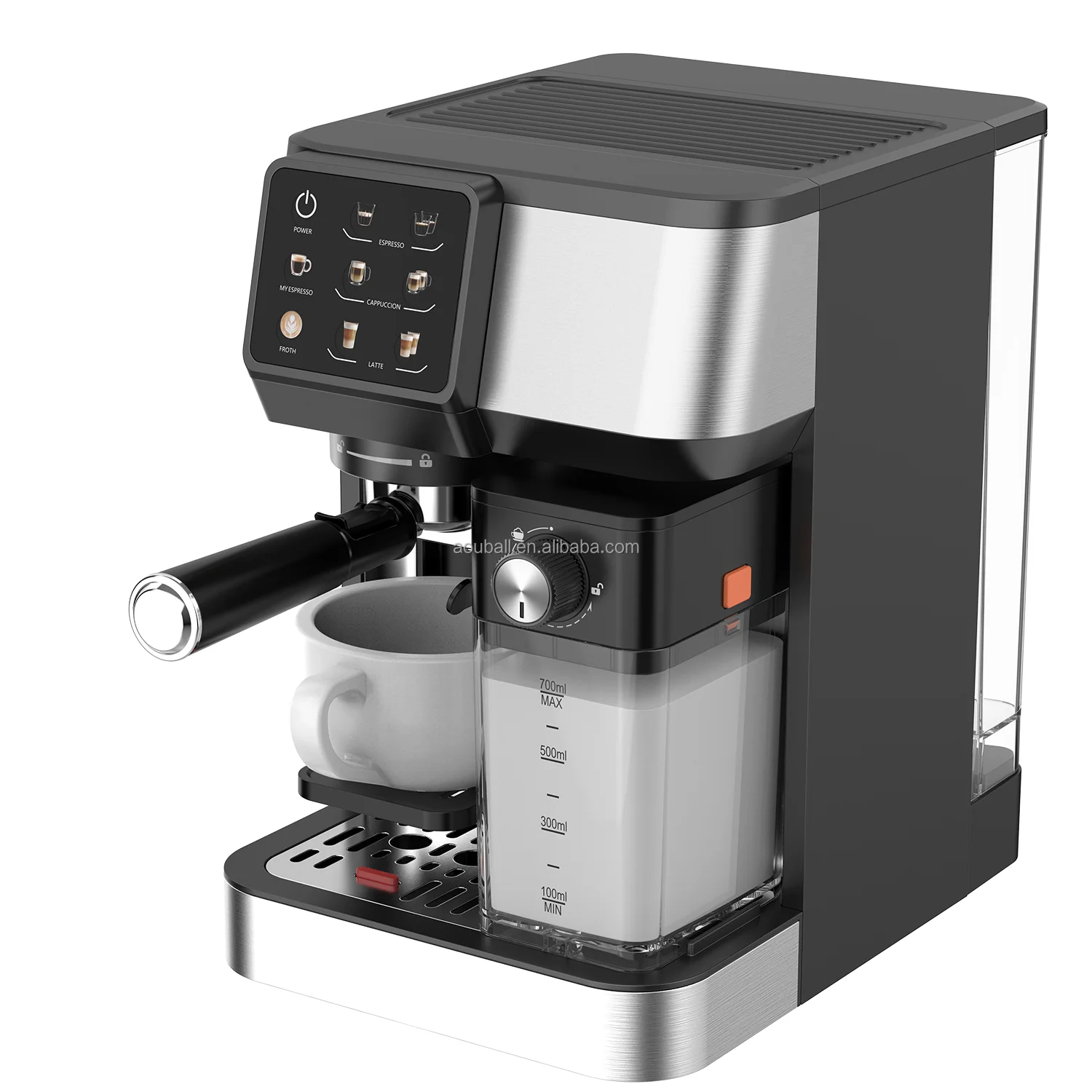 European Modern 700ml Electric Coffee Maker with High Quality Stainless Steel Milk Frother Machine Household Brewer System
