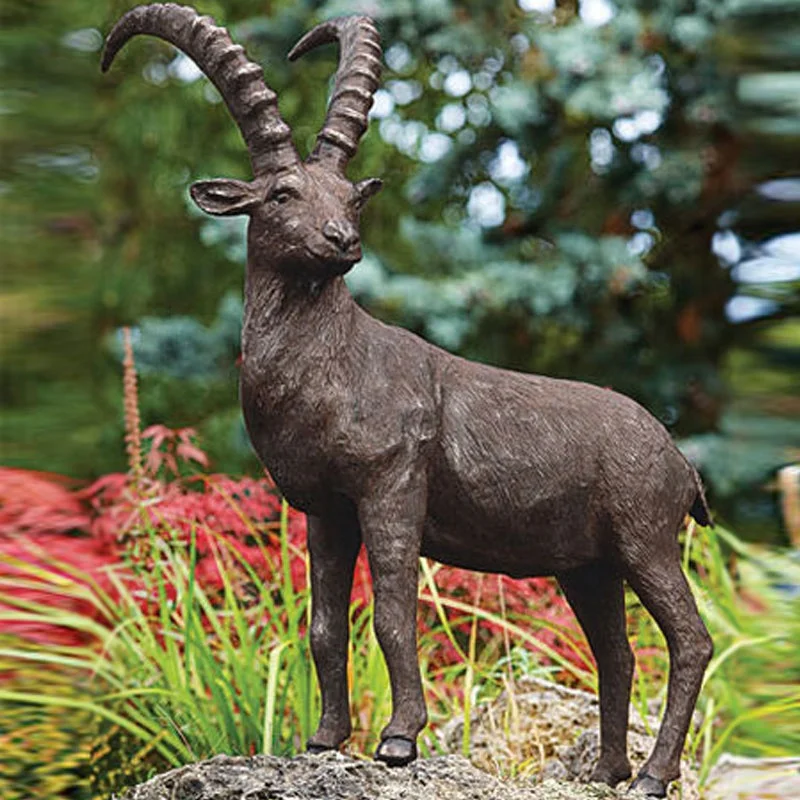 Life Size Bronze Ibex Statue Customized Outdoor Landscape Garden Bronze Goat Sheep Sculpture