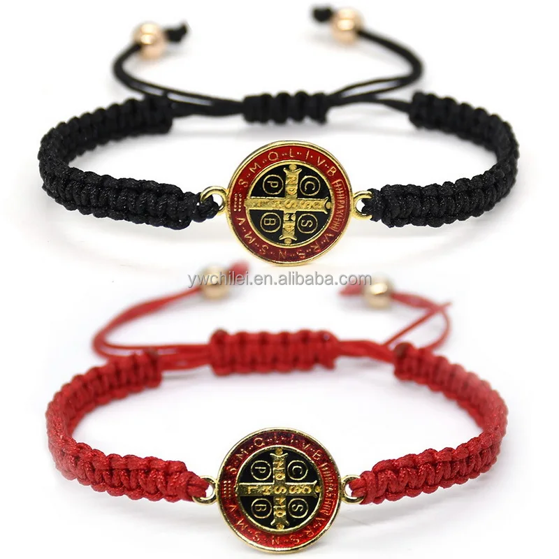 Saint Benedict Evil Protection Medal On Adjustable Cord Bracelet Buy