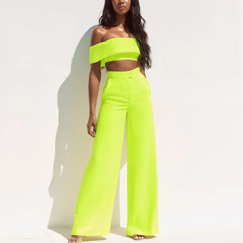 yellow two piece pants set