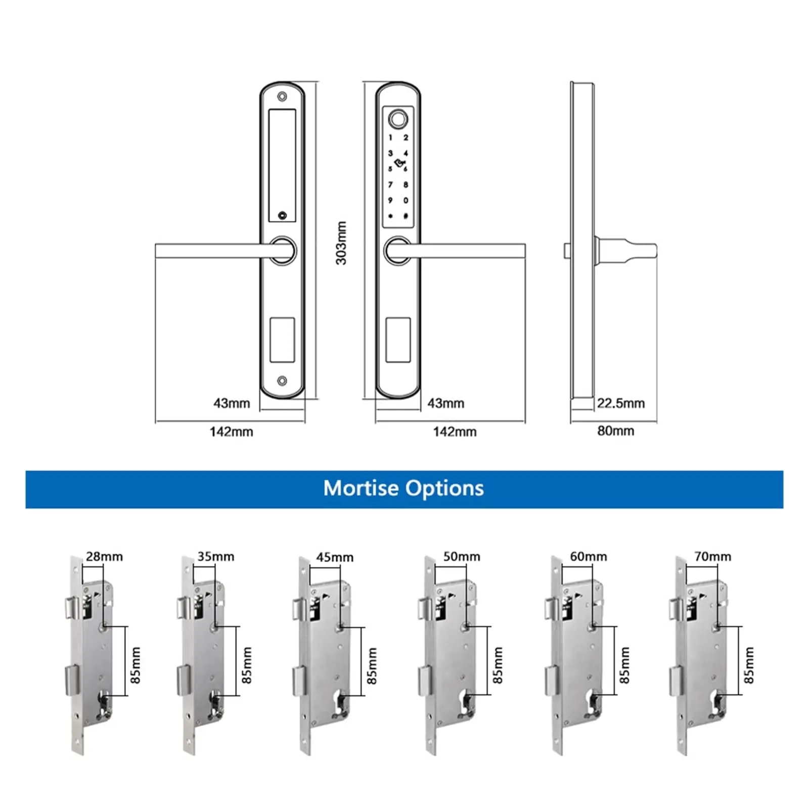 IP66 Aluminum Patio Sliding Glass Door Smart Lock Tt Lock App Handle Keypad Fingerprint RFID Electronic Digital Lock