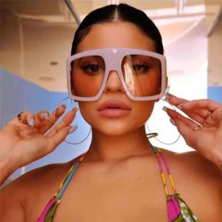 Brand Wide Oversized Pink Gradient Sun Glasses Female Shades