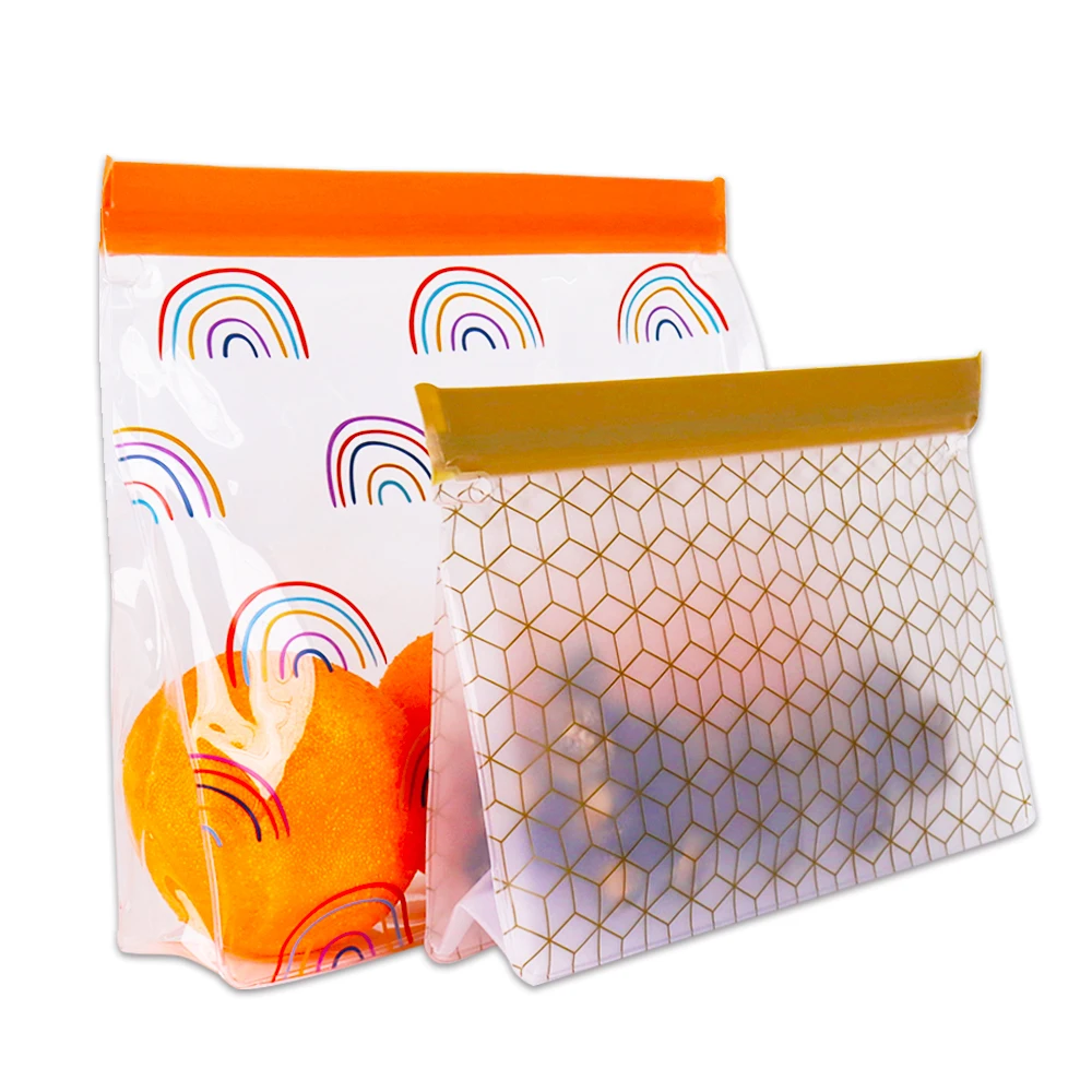 China Food Silicone PEVA Clear Space Home Freezer Leakproof Zipper Zipper Finishing Packing Fresh Keeping Reusable Storage Bags