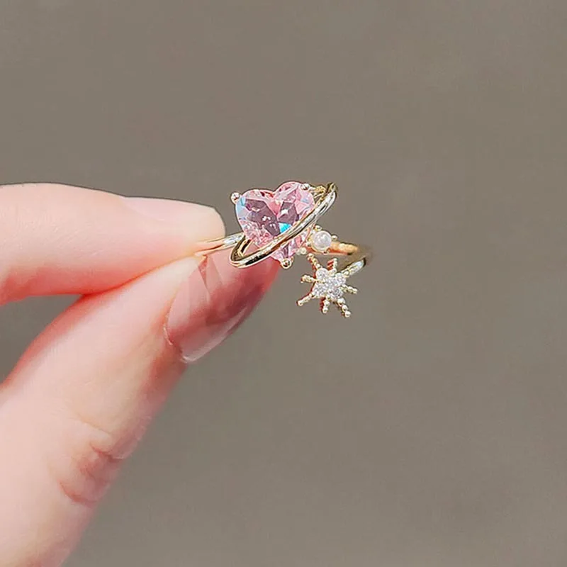 Trendy Pink Love Opening Ring – Exquisite Korean Design