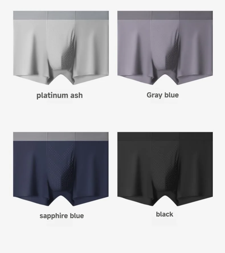 New Arrival Men's Underwear Breathable  Antibacterial Ice Silk Men's Boxer Briefs Nylon Men's Underpants Custom OEM Supplier