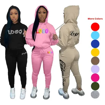 Wholesale 2024 Custom Logo Female Training Wear Sweatsuit 2 Piece pants Sets Track Suit Tracksuits jogger Women Jogging Suits