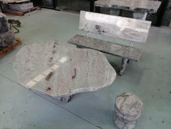 Natural Dragon Jade Marble Stone Table And Chair Sets Marble Benches For Outdoor Garden And  Patio