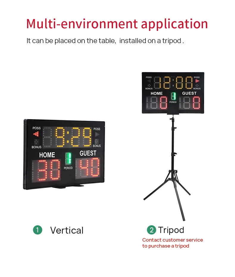Wireless Basketball Electric 7 Segment Led Scoreboard Display Tabletop