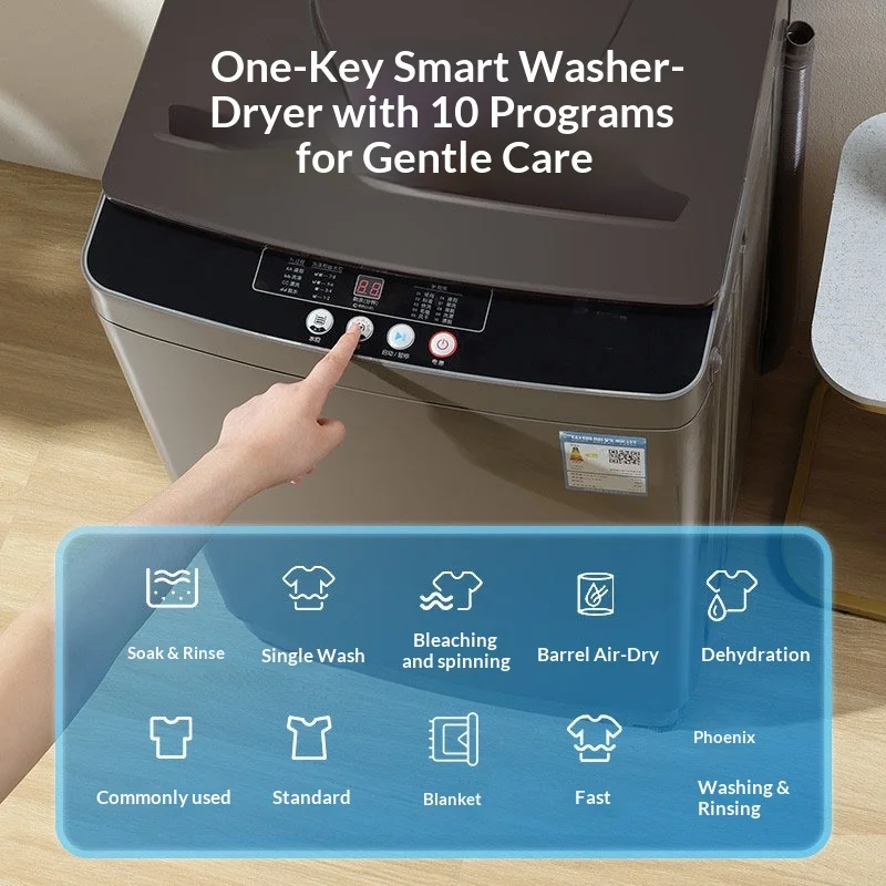 Full-Automatic Small Pulsator Household Washing Machine with Large Capacity Elution Dryi aperçu 5