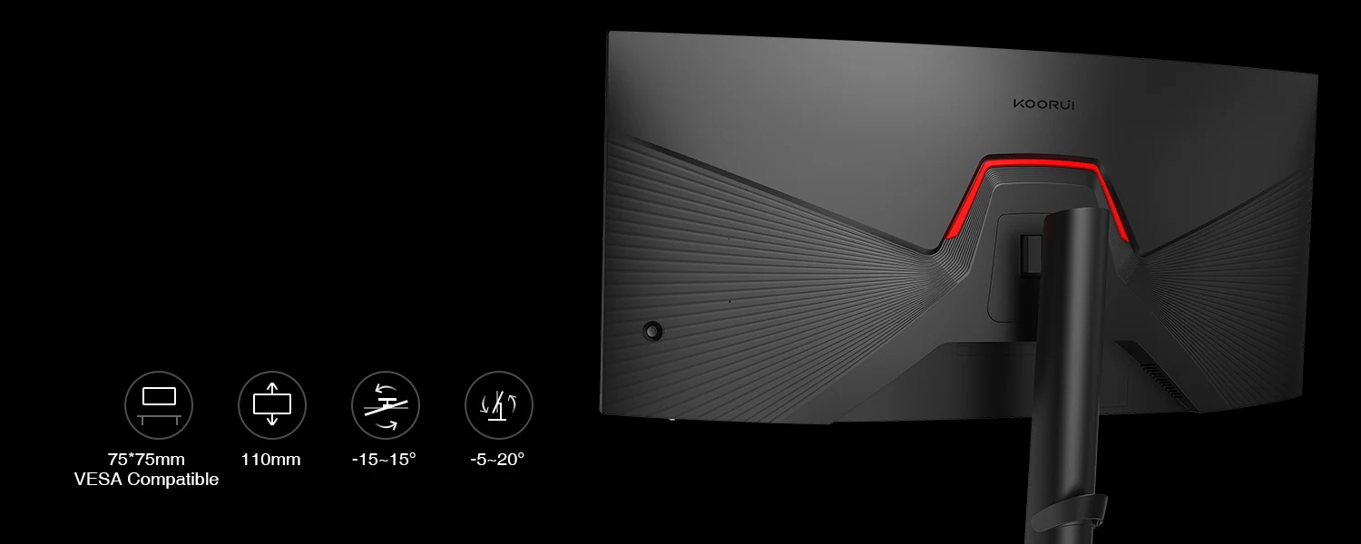 Koorui Factory Price Pc 34 Inch Curved Monitor Antiblue Light 165hz