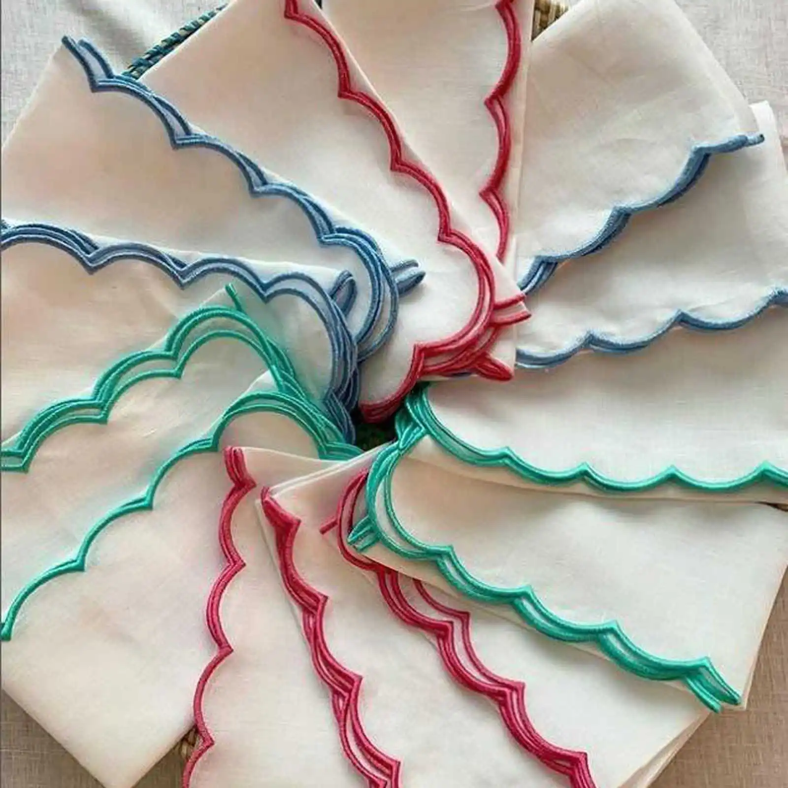 Nature Linen Napkins Placemats Restaurant Wedding Hemstitch Embroidery