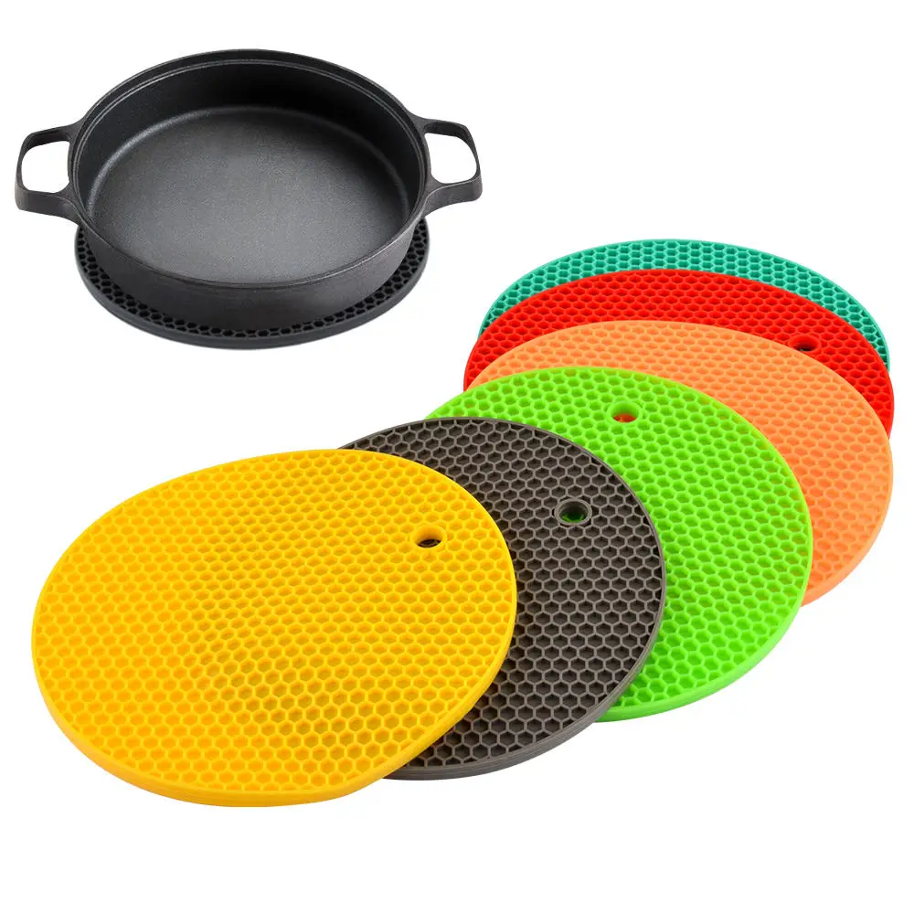 2023 Hot Sale Silicone Honeycomb Round Place Mat Heat Mat Colorful Silicone Anti Slip Table Mat
