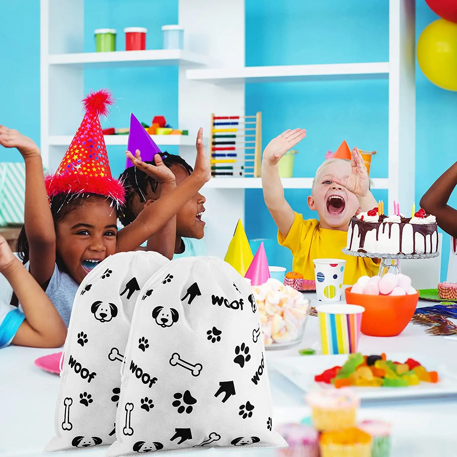 Paw Print Bags Cute and Durable Non-Woven Dog Gift Bags