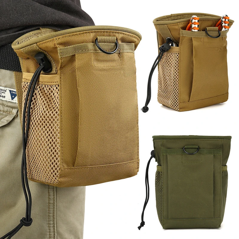 thumbnail image 2 of Obemisk Dump Pouch, Tactical Molle Drawstring Magazine Dump Pouch, Adjustable Military Utility Belt Fanny Hip Holster Bag Outdoor Ammo Pouch, Tactical Molle Drawstring Magazine Dump Pouch(Brown 2 of 14