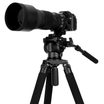 Q680 75'' Professional DSLR Video Camera Tripod Stand Aluminum Photography Tripod 20kg Load with Fluid Panhead detail image