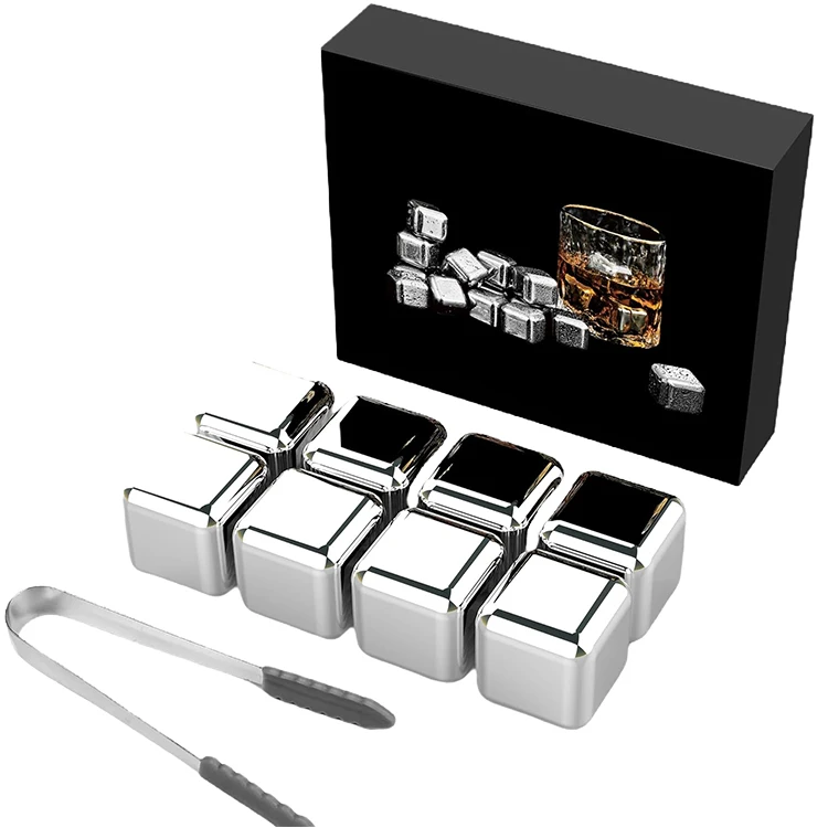 China Wholesale Best Selling Hot Products Ice Cube Whiskey Stones Stainless Steel Reusable Whiskey Stones Gift Set with Custom Logo