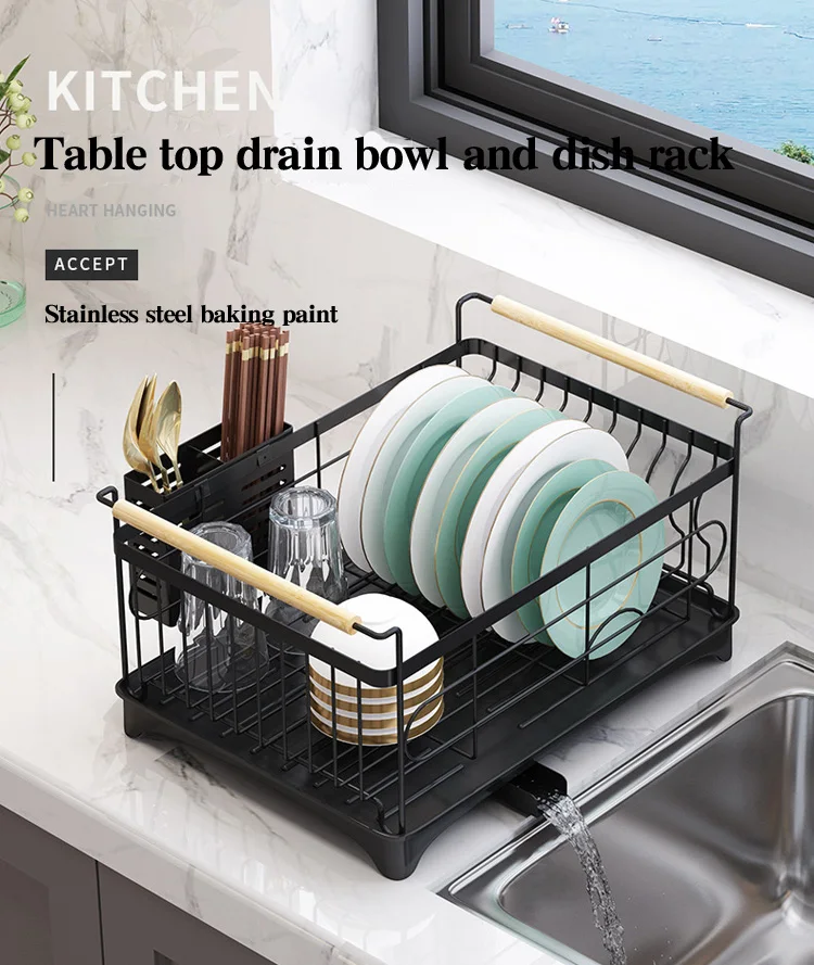 Stainless Steel Double-Layer Dish Rack Wall-Mounted Stand Organizer Cabinet for Household Use Chopstick Holder
