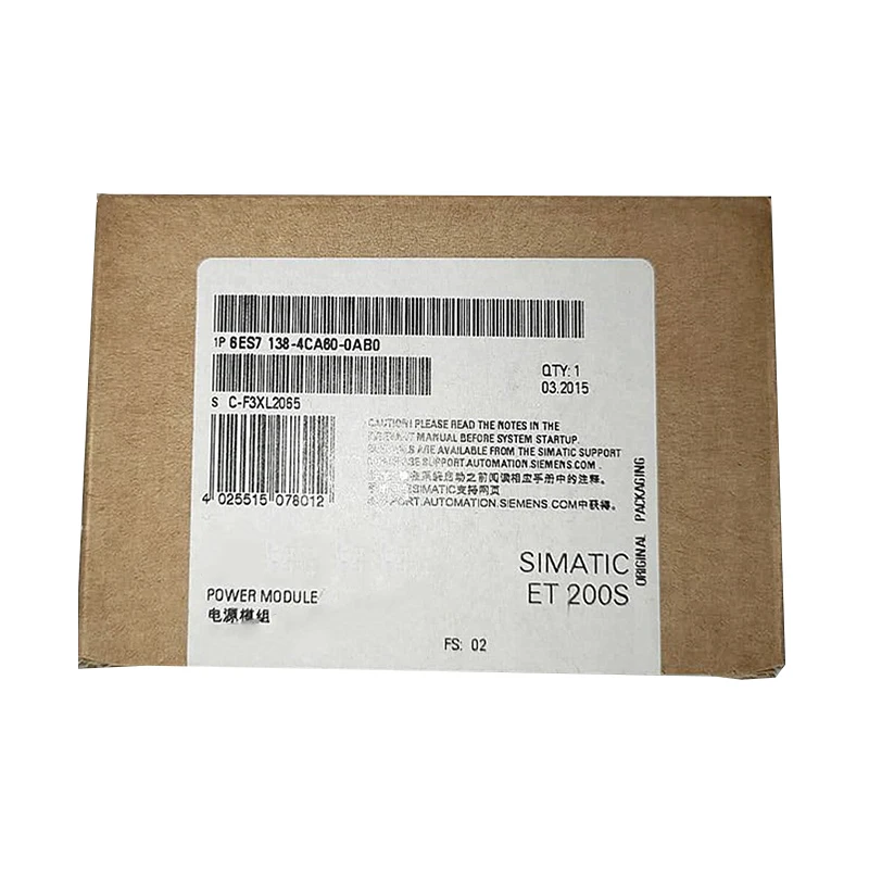 New Original 6ES7138-4CA60-0AB0 6es71384ca600ab0 SIMATIC S7-200S Power Module Stock in Warehouse