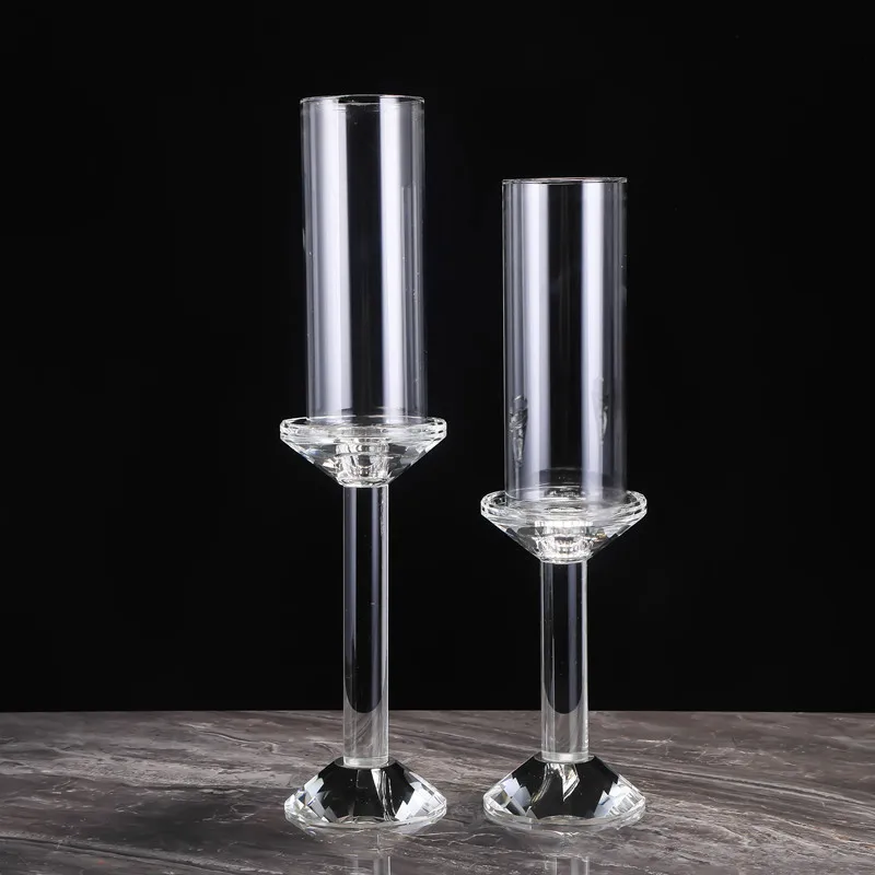 Ready to Ship Europe  Clear Crystal Candle Holders Stand Wedding Home Decoration
