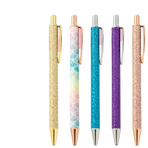 Huatong Comfortable Cute pink Fancy Metal Retractable Pretty Journaling Ballpoint Pen for Office Supplies