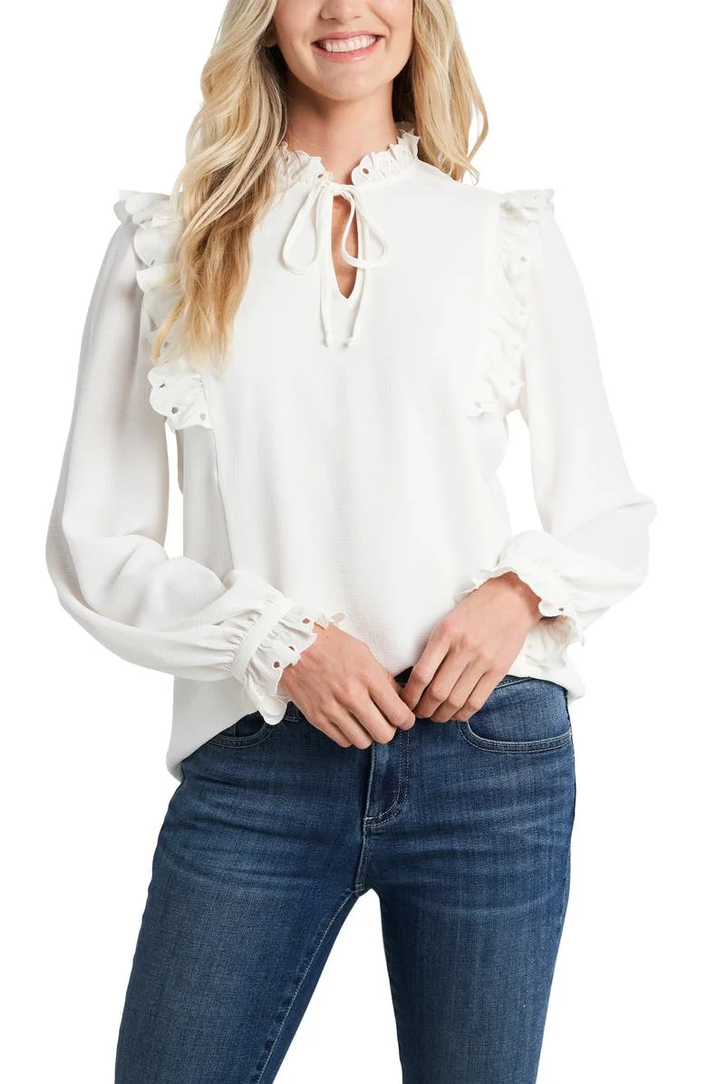 Customized High Quality Casual Ladies Tops Ruffles Neck Long Sleeves Plain  Shirt Blouse For Women - Buy Ruffles Tops,White Tops,Ladies Blouse Product  on Alibaba.com